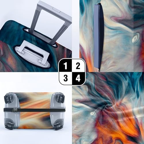 Travel Luggage Cover Suitcase Protector Scratch-Resistant Fit Not Included Suitcase Abstract Painting Blue Orange White Colors XL-30-32in4