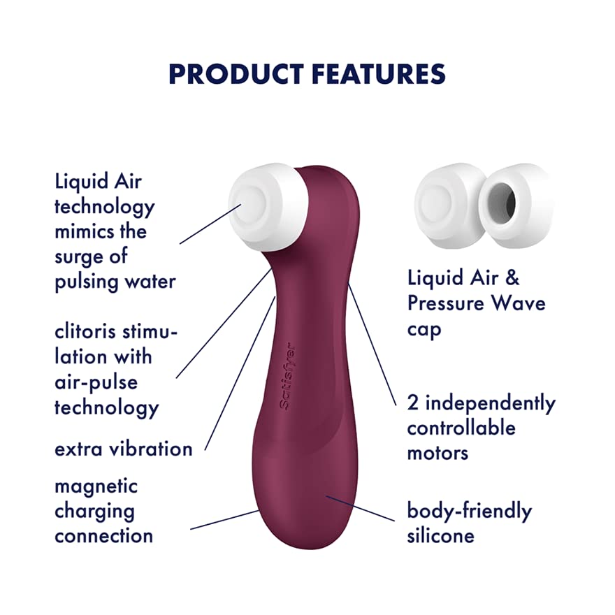サティスファイヤー プロ 2 G3 ワインレッド/Satisfyer Pro 2 G3 Wine Red 吸引バイブ 2つのキャップ 第3世代 リキッドエアー クリトリス クリ吸引 ローター 女性用 即イキ ラブグッズ 大人のおもちゃ 振動と吸引 エアパルス 吸うやつ - 画像2