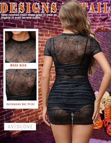 Image of Avidlove Women's Mesh Dress Sheer Lingerie Dresses Mock Neck Party Clubwear