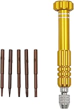 Juego de destornilladores multifuncionales, destornilladores portátiles de 5 colores, mini herramienta de mano 5 en 1, kit de reparación de gafas, relojes, joyas, portátiles [amarillo]