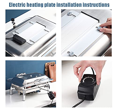 YAOYAOO Speisewärmer Buffet Buffetwärmer Warmhalteplatte Elektrisch Alkoholheizung Speisenwärmer Edelstahl 9L… – Bild 7