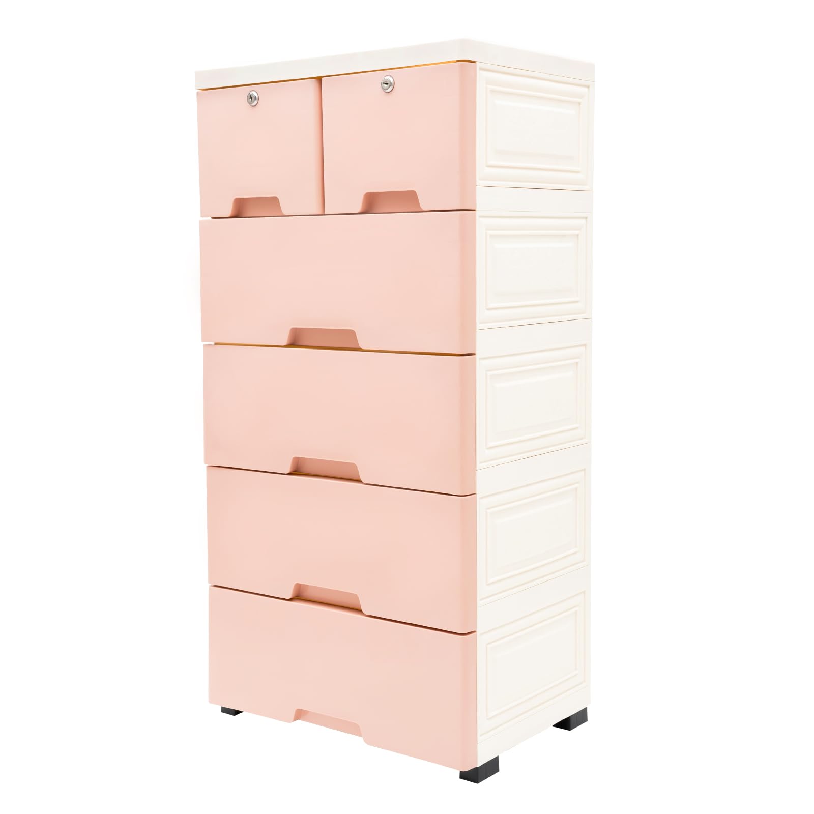 Commode de rangement, en plastique, à 6 tiroirs, avec 4 roues, empilable, avec serrure, rangement autonome, pour la maison, le bureau, la chambre à coucher, la salle de bain