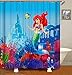 Produktbild ufengke Duschvorhang Meerjungfrau Arielle mit 12 Haken Duschvorhang aus Stoff Polyester Wasserdicht Anti Schimmel für Badezimmer (180X180 cm)