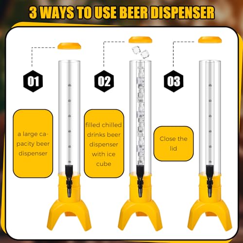 Domensi 6 Pcs Mimosa Tower Dispenser Mimosa Tower with Ice Tube and Bottomless Beer Margarita Beverage Drink Tabletop Liquor Dispenser for Bar Party(3L,Yellow) by Domensi - Image 2