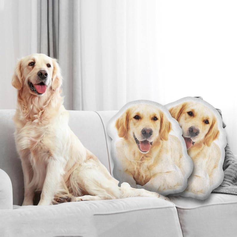 LongGenius Hässliches Haustierkissen mit individuellem Foto, niedliches Hundekissen, personalisiertes Haustier-Gedenkgeschenk, individuell geformtes Kissen