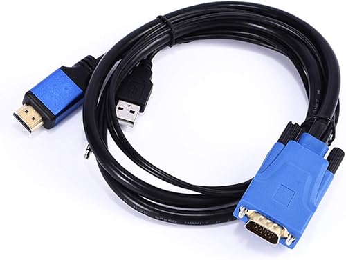 Miniatura 8 de Cable convertidor de adaptador de video HDMI a VGA con soporte de audio y alimentación USB, cable activo 1080P chapado en oro para HDTV, PC, laptop,