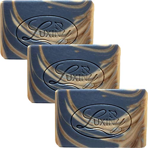 Luxiny Men’s Soap Bar, Natural Bar Soap Walk in the Woods with Cedarwood Peppermint & Fir Oil is Handmade Body Soap Bar Palm Oil Free, Moisturizing, Vegan Castile Soap with Essential Oils (3 Pack)