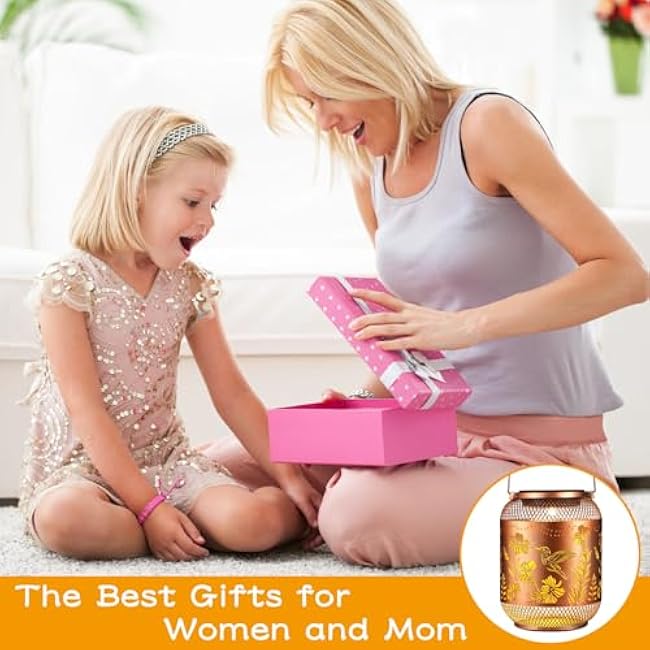 Hummingbird Solar Lanterns Outdoor Waterproof, Birthdays Gifts for Women Mom and Grandma, Metal Hanging Lanterns Decor Garden Decorative Solar LED Light for Yard, Patio, Lawn, Porch, Backyard