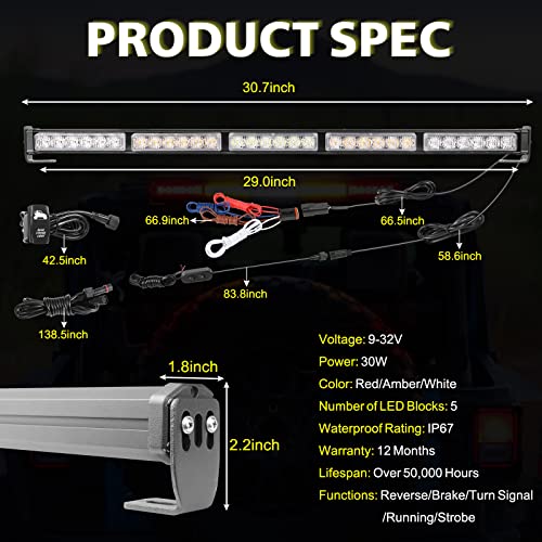 Image of 30 inch LED Chase Light Bar UTV Rear Chasing Light w /Turn Signal Brake Reverse Lights Offroad Roof Strobe Warning Light for UTV SXS Can-Am RZR Kawasaki Yamaha Honda Trucks