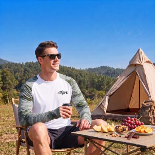 Riverruns Men's Camo Raglan Sleeve Graphic Shirt, UPF50+ Outdoor Top - image 3
