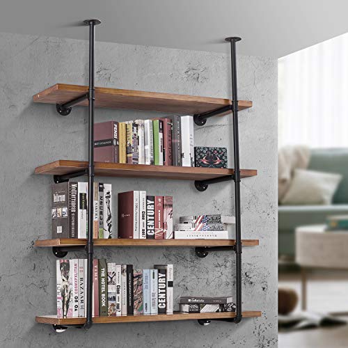 Elibbren Industrial Pipe Shelf Kit, Retro Wall Mount Shelving Floating Bracket, Iron Pipe Bookshelf DIY Kitchen Office Wall Shelves(2 Pcs, Hardware Only) - Thumbnail 7