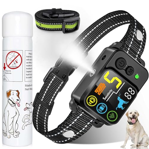 Citronella Bark Dog Collar Spray Dog Collar with 5 Adjustable Sensitivity Beep+Vibration+Spray 5 Working Modes Citronella Bark Collar IP66 Waterproof Dog Spray Collar for L/M/S Black