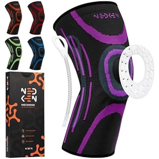 NeDKeN Tutore Ginocchio – Ginocchiera Sportiva Elastica per Menisco Lesionato e Legamenti – Supporto Ortopedico, Fascia a Compressione per Stabilità, Protezione e Recupero (Viola, L)