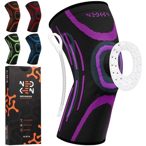 NeDKeN Rodillera - Rodilleras Ortopédicas para Menisco y Ligamentos, Compresión Estabilizadora y Soporte Deportivo para Rodilla, Ideal para Running, CrossFit, Baloncesto y Fútbol (Morado, S)