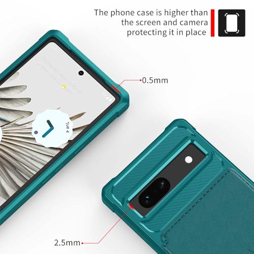 Funda Google Pixel 7A protectora de piel sintética verde premium 7