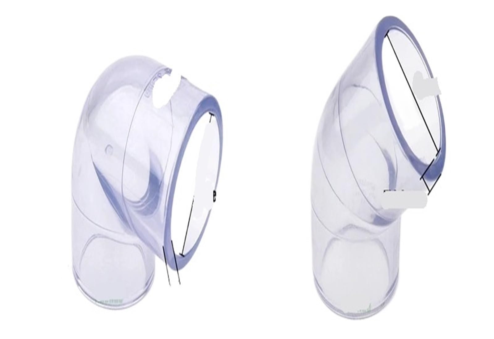 Conector de PVC transparente de 50-110mm de diámetro interior, juntas de codo de 45/90 grados, conectores de tubería de agua for riego de jardín, tanque de acuario(90 Degrees Joint,Inner Dia 75mm)
