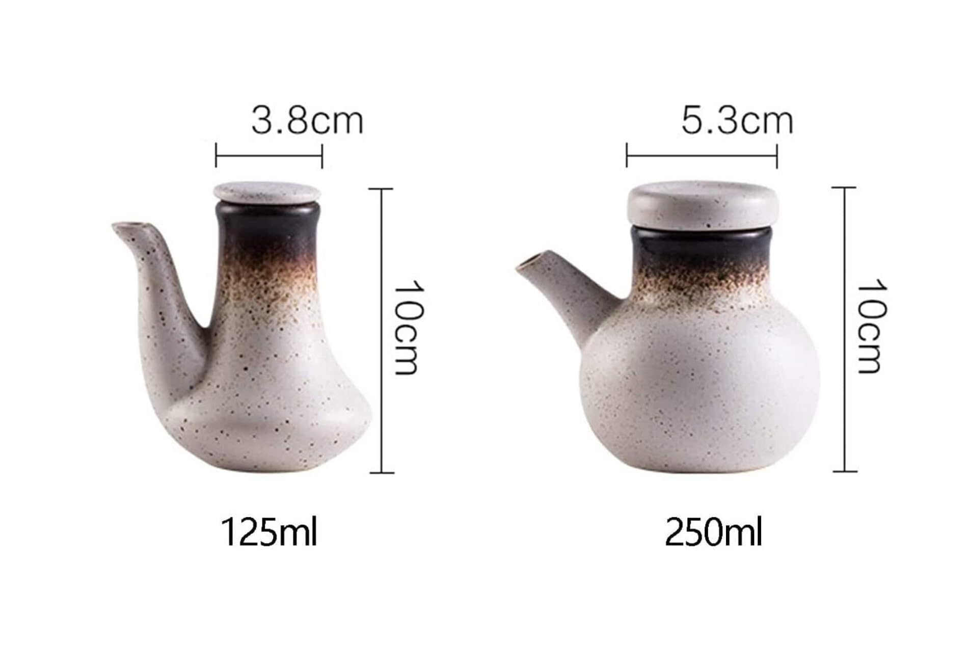 Dispensador de Aceite de Oliva y vinagre, vinagrera de cerámica con vertedor, Botella de 250 ml para Salsa de Soja y vinagre para Cocina