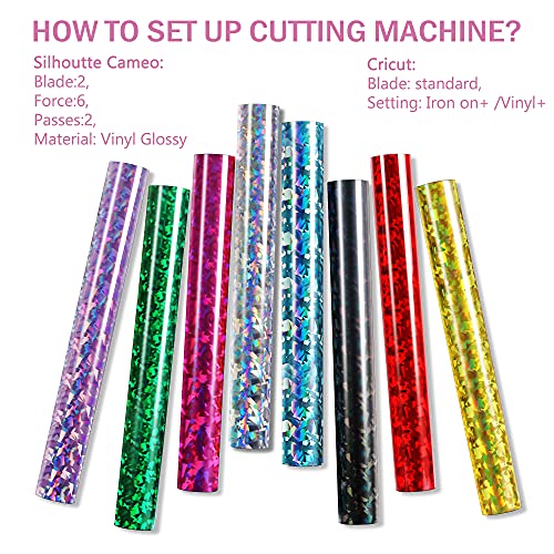 Prime Vinyl Holographic Permanent Vinyl Sheets, 12" X 12", Holographic Vinyl For Cricut, Holographic Sparkle Glossy Adhesive Vinyl For Cricut And Other All Cutting Machine For Crafts, Decal #TOP3