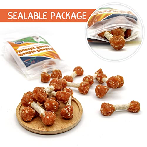 Mon2Sun Dog Treats, 16Oz Mini Rawhide Dog Chews, Chicken Dumbbells With Rice For Small Dogs & Toy Breed, Promotes Dental Health (2.5 Inch 30 Count) #TOP6