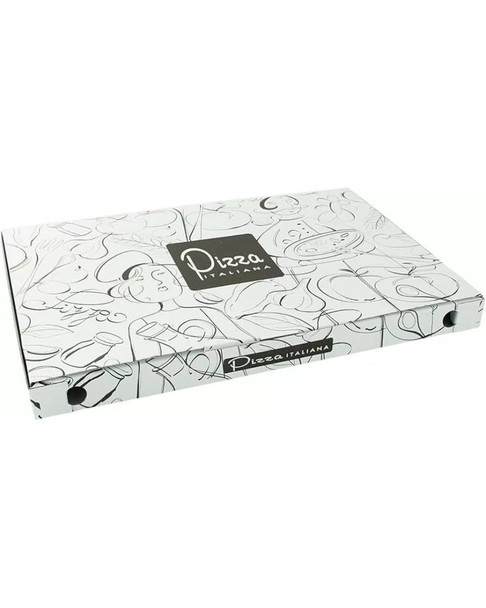 Generico Scatola per Pizza in Cartone Bianco Design Artistico 50 pezzi