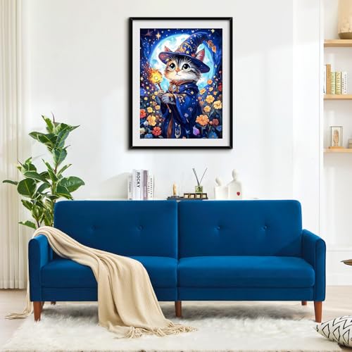 Yunnuo Cat Diamond Art Kits for Adults Beginners,Magic Cat Diamond Painting Kits,5D DIY Flower Full Drill Gem Art Painting,Perfect Choice for Gifts and Wall Decoration-12x16 inch — view 4