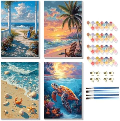 Amazon.com: TBAIRO 4 Pack Framed Paint by Numbers Kit for Adults ...