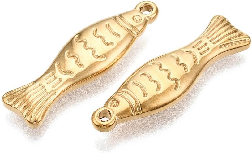 DanLingJewelry 10Pcs Stainless Steel Sea Ocean Animal Pendants Golden Fish Shape Dangle Charms for Necklace Bracelet Jewelry Making - Image 3
