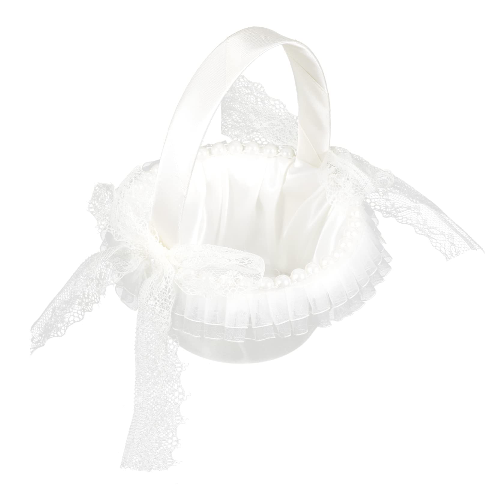 STOBAZA 5stücke Hochzeitsblumenkorb Mit Spitze Und Satin Für Blumenkinder Und Hochzeitszeremonien Eleganter Dekokorb Für Blumen Und Konfetti Für Feiern Und Anlässe