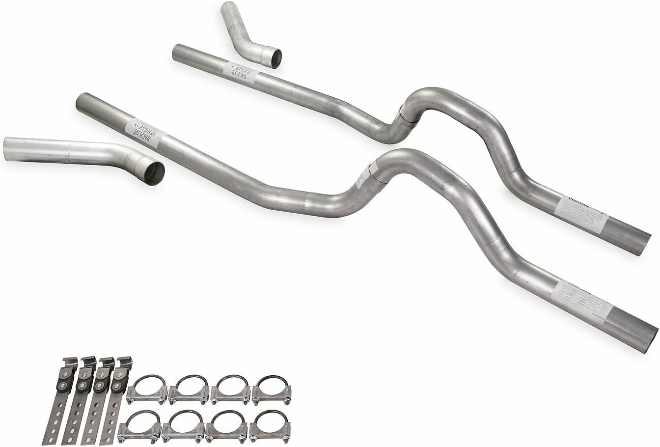 Truck Exhaust Kits - Shop Line Dual Exhaust System 2.5 inch Aluminized No Muffler Corner Exit Fits C/K 10 Half Ton 73 to 80