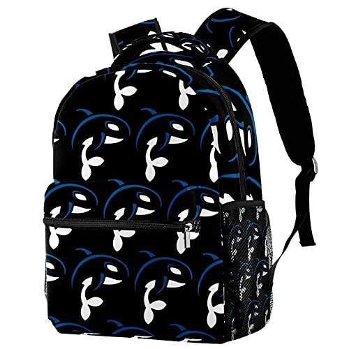 Sac à dos de voyage loisirs campus baleine noir pour filles et garçons