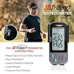 Realalt 3DTriSport Walking 3D Pedometer with Clip & Strap, eBook Included 30 Days Memory Accurate Step Counter, Walking Distance Miles/Km, Calorie Counter, Daily Exercise Time Monitor - Image 3