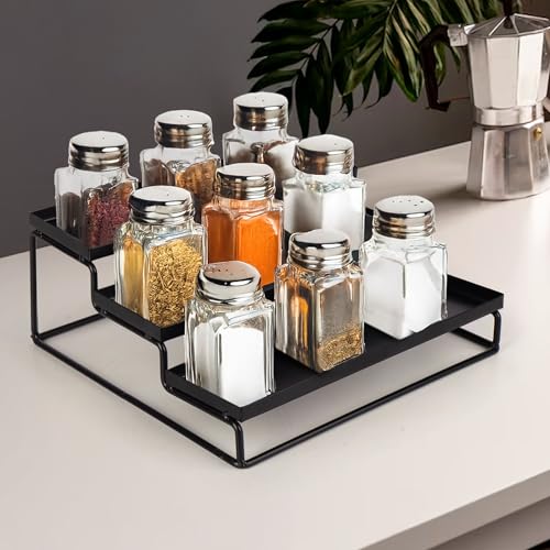 Image of Niyara Iron Metal Heavy Duty Stand 3-Steps multistorage /Multipurpose Standing Rack, Bathroom Countertop Storage Shelf Cosmetic Organizer Holder Kitchen Spice Rack, (Stairs design Black)