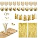 Artunique 63pc Gold Party Decorations | Gold Party Supplies for Bachelorette Party Decorations and Birthday Party Decorations With Gold Balloons, Tassle Garland, Fringe Curtains, Table Runner, Straws