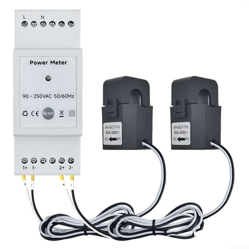 Para Smart Life Compatible Energy Meter 2 Canales BidireFor CTional WiFi Monitor de Energía para Sistemas Tuya