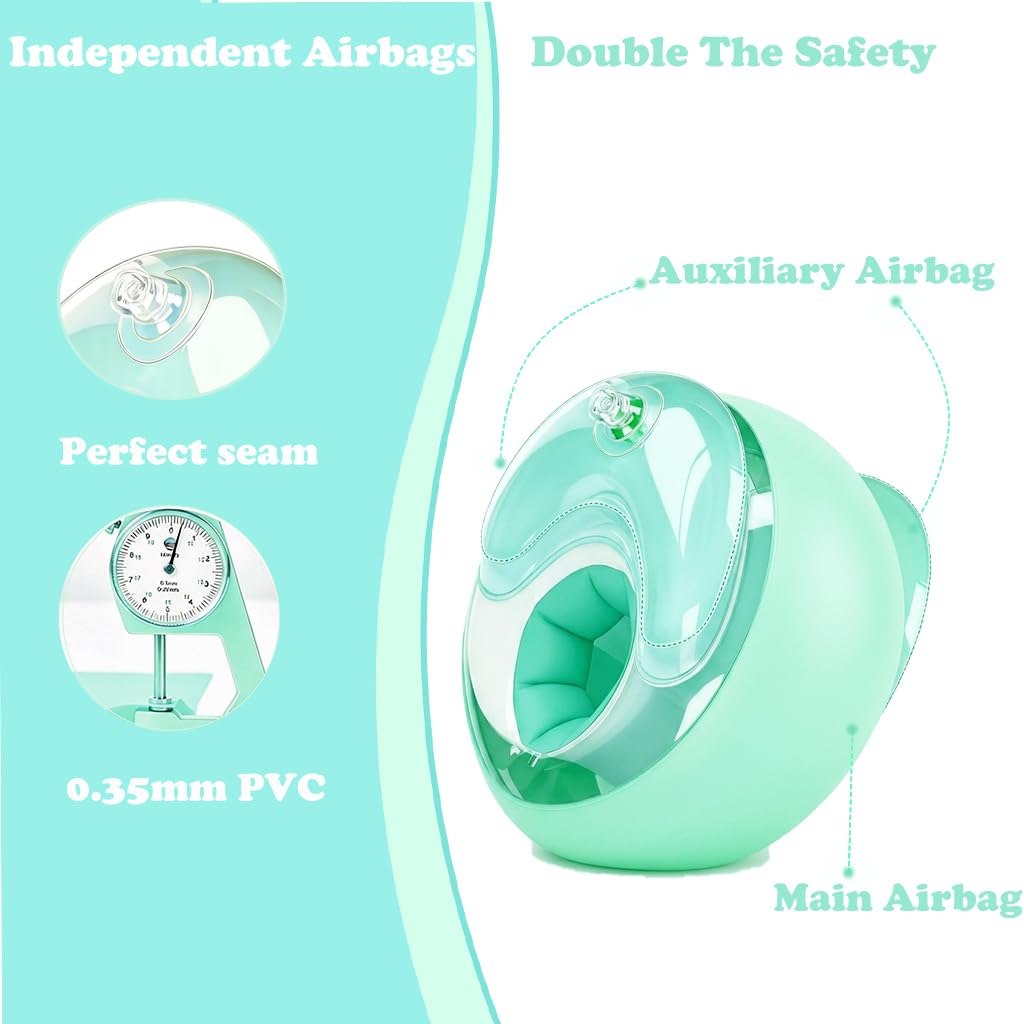 WYRIAZA Braccioli Bambini 1-6 anni Braccioli Bambini con 3 Airbag Indipendenti Rotondi Comodo Design Antiscivolo 5-20KGS Verde