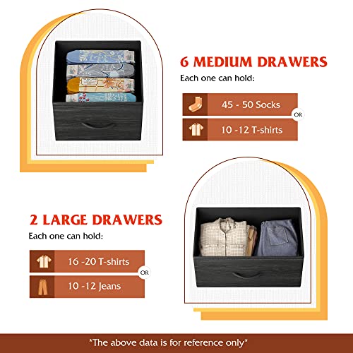 image for WLIVE 8 Drawer Dresser for Bedroom, Fabric Black Dresser with Large St