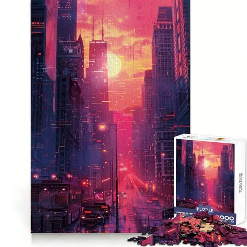 Rompecabezas de 1000 Piezas para Adultos con temática ciberpunk de Chicago agudeza Mental,Tiempo Libre y atención Plena Ajuste preciso (38x26cm)