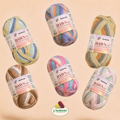 Image of Vardhman Dawn Print Polyester Viscose Soft Yarn for Knitting, Crochet & DIY Craft Projects | Ideal for Garments, Toys, Accessories & Home Decor | Pack-1 Ball, 100g Each DCD003