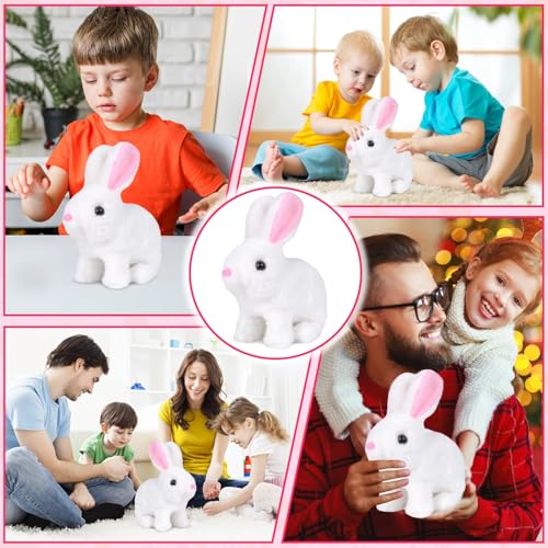 xinrongda Interaktives Osterhase Kuscheltier, Ostergeschenke Kinder, Elektronischer Osterhase Plüschtier, Hase Spielzeug mit Bewegung & Geräuschen,Ostergeschenke für Kinder Jungen & Mädchen (Weiß)