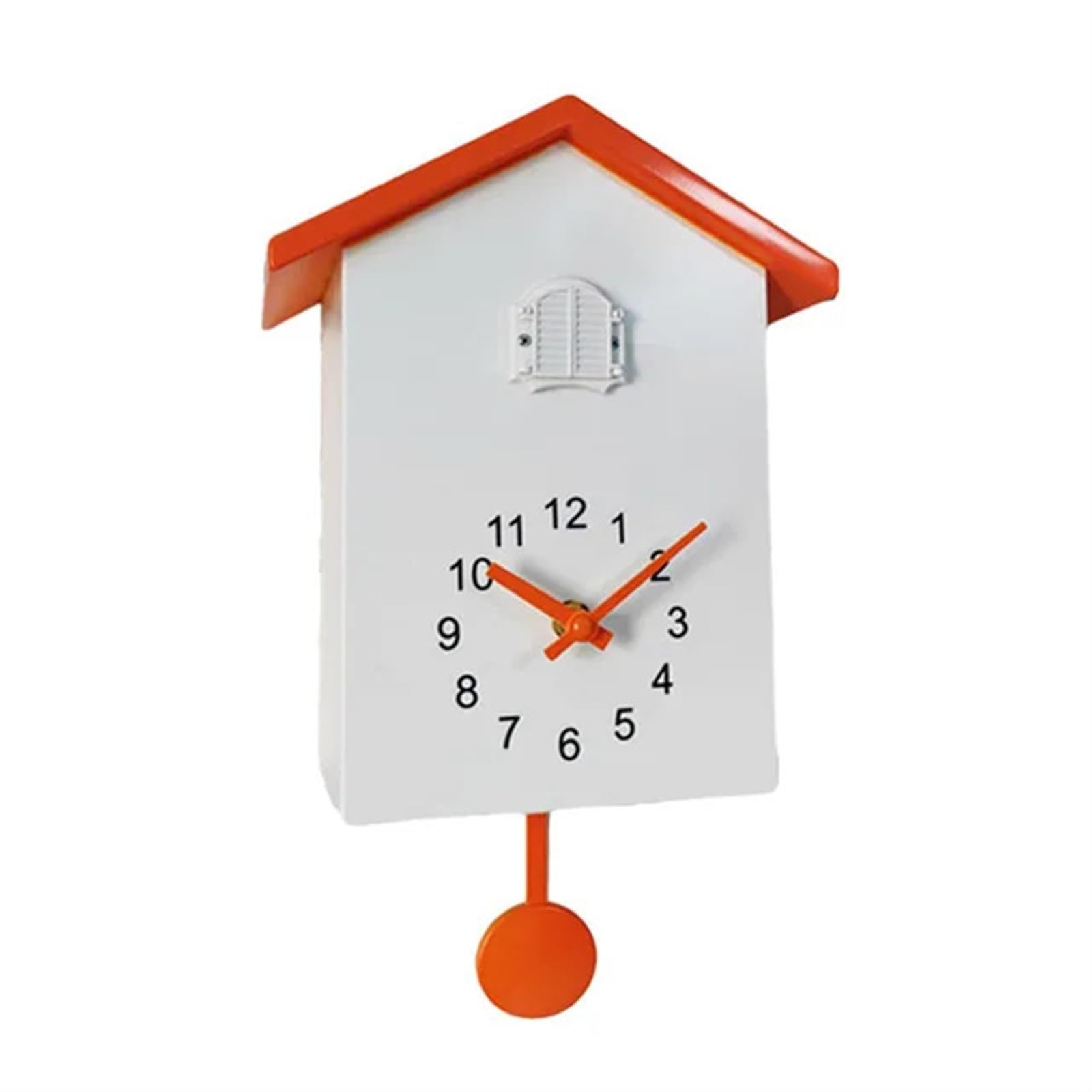 SNGUOQ Cuckoo Wall Clock Creative Pendulum Clocks Bird House For Living Room Kitchen For Bedroom Office(White Orange)