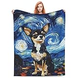 Chihuahua Blanket for Lovers, Flannel Colorful Throw Blanket for Adults Kids Women Men, Soft Lightweight Plush for Sofa Bed Traveling, Puppy Gifts Idea, Dog Decor 50x60in