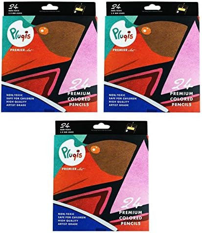 Pluqis Premium Quality Colored Pencils, Pre-Sharpened with Sturdier Wood & Richer Artist-Grade Pigments, Non-Toxic & Safe for Kids & Adults, 3 Count, Set of 24