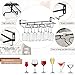 AUHOKY 2Pcs Adjustable Under Cabinet Stemware Metal Glass Holder, Hanging Wine Glass Storage Hanger Organizer for Shelf Kitchen Bar Decor(4 Rows, Black)
