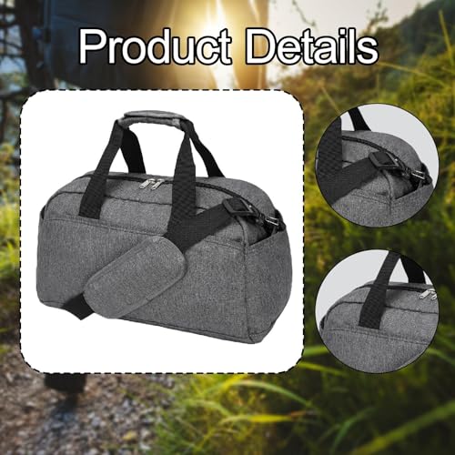 Small Gym Bag Tote Storage with Multi Pockets Mini Duffel Bag with Adjustable Shoulder Strap for Travel Camping Business Trip, Gray3