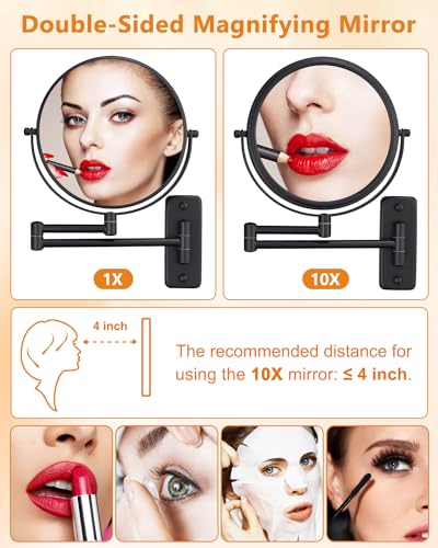 Espejo de Maquillaje de Pared Redondo 8 Pulg 10X Ampliación miniatura 2