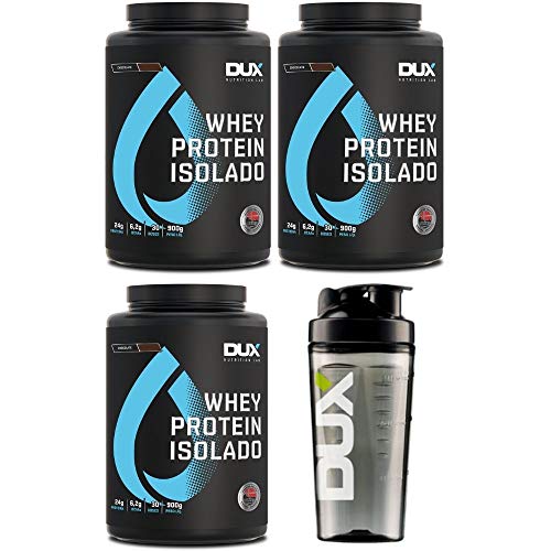Kit 3x Whey Isolado 900g Morango + Coqueteleira - DUX
