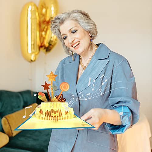 Magic Ants Light & Music Pop Up Happy Birthday Card,3D Birthday Popup Cards,Birthday Cake Music Funny Postcards Pop Up Greeting Cards,Pop Up Birthday Cards For Women Men (Stars Birthday Cake - Blue) #TOP4