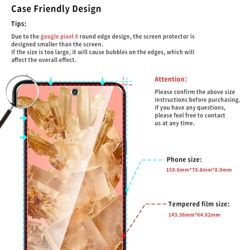 WFTE [2-Pack Screen Protector for Google Pixel 8,Anti-Scratch,High Transparency,Anti-fingerprint,Bubble-Free,Dust-Free Premium Screen Protector Tempered Glass For Google Pixel 8