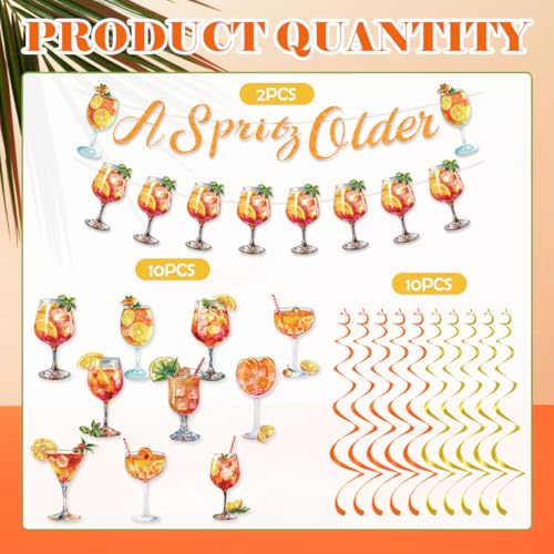 Image of Aperol Sprit Party Decor Include A Spirity Older Orange Glitter Banner Hanging Swirls Sprit Cocktail Birthday Bachelorette Bridal Shower Bar Party Supplies