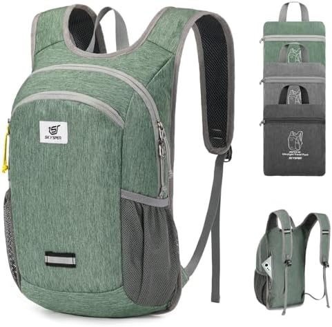SKYSPER 10L Hiking Backpack, Foldable & Packable Lightweight Daypack for Travel, Collapsible Small Compact Hiking Backpack for Women & Men, Green